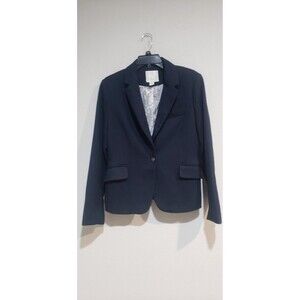 Mercer & Madison Womens Navy Blue Corduroy One Button Blazer Jacket Sz M